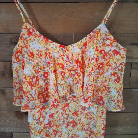 BCBG Generation Floral Spaghetti Mini Ruffle Dress SZ XS - Picture 4 of 7